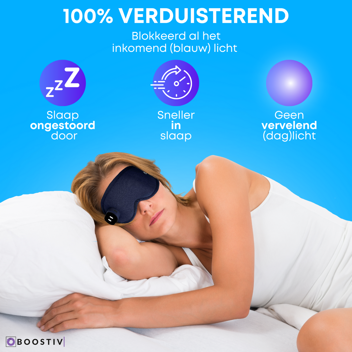 Boostiv Pulse Slaapmasker - Slaapmasker vrouwen - Pulse & verwarmend - Oogmasker slaap - Traagschuim slaapmasker