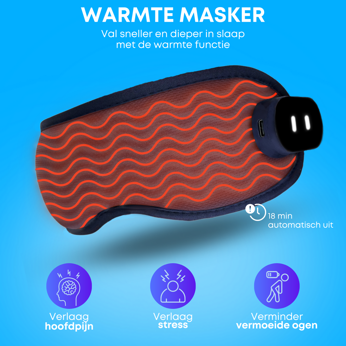 Boostiv Pulse Slaapmasker - Slaapmasker vrouwen - Pulse & verwarmend - Oogmasker slaap - Traagschuim slaapmasker